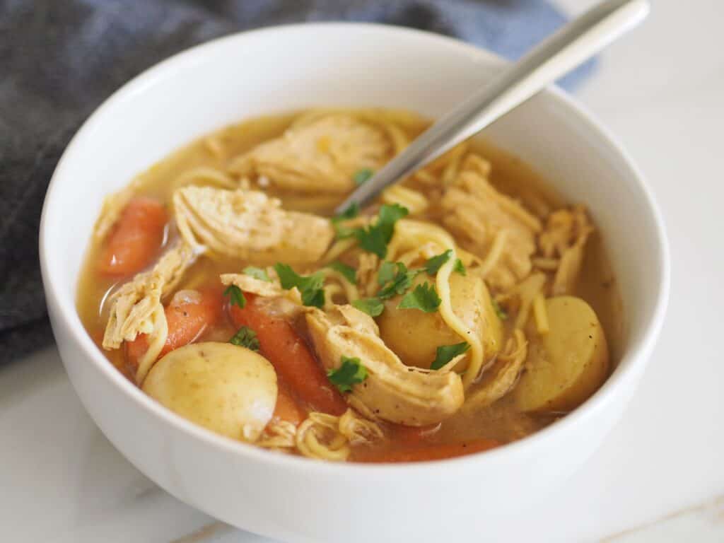 Cuban chicken soup in a bowl